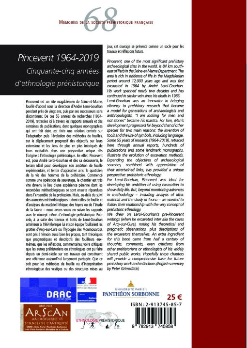 M68 (2021) - Pincevent (1964-2019). Cinquante-cinq années d'ethnologie préhistorique, Paris de Philippe Soulier