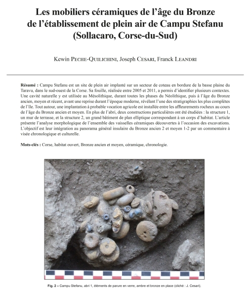 02-2026, tome 123, 1, p.39-54 - Peche-Quilichini K., Cesari J., Leandri F. (2026) - Les mobiliers c�ramiques de l'�ge du Bronze de l'�tablissement de plein air de Campu Stefanu (Sollacaro, Corse-du-Sud),