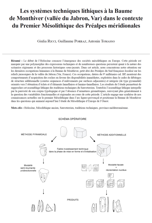 10-2021, tome 118, 3, p. 427-451 - G. Ricci, G. Porraz, A. Tomasso  Les systmes techniques lithiques  la Baume  de Monthiver (valle du Jabron, Var) dans le contexte du Premier Msolithique des Pralpes mridionales