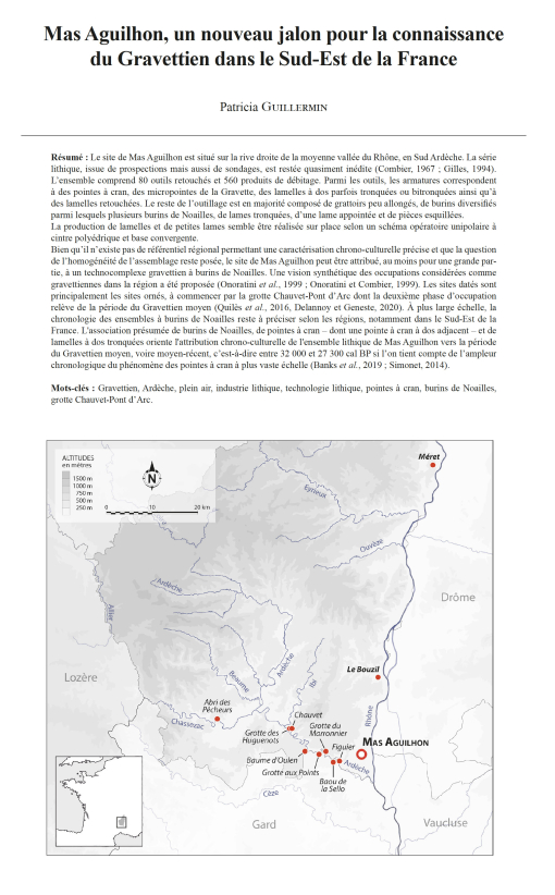 09-2023, tome 120, 3, p.361-383 - Guillermin P. (2023) ?€? Mas Aguilhon, un nouveau jalon pour la connaissance du Gravettien dans le Sud-Est de la France