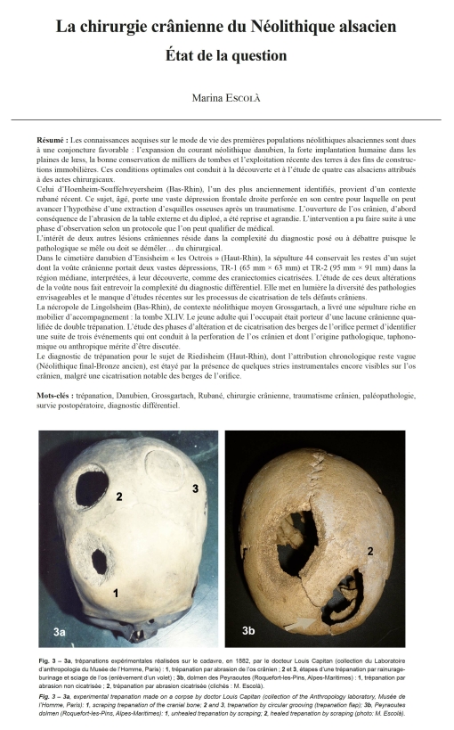 08-2022, tome 119, 2, p.295-324 – Escola M (2022) – La chirurgie crânienne du Néolithique alsacien : état de la question