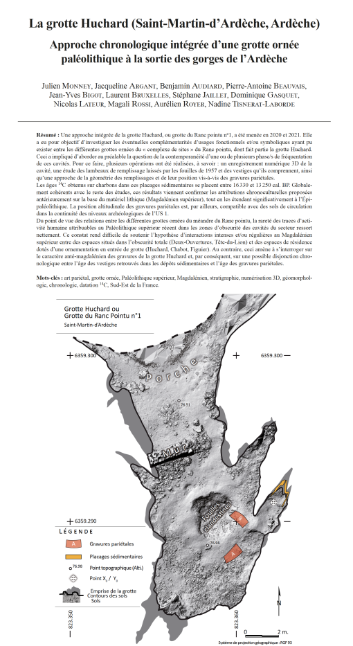 02-2024, tome 121, 1, p.35-61 - Monney J. et al. - La grotte Huchard (Saint-Martin- d'Ardche, Ardche) : approche chronologique intgre d'une grotte orne palolithique  la sortie des gorges de l'Ardche