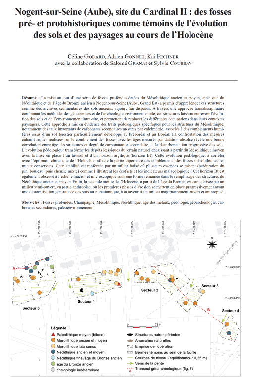 07-2025, tome 122, 2, p.203-232 Godard C., Gonnet A., Fechner K. (2025)  Nogent-sur-Seine (Aube), site du Cardinal II : des fosses pr- et protohistoriques comme tmoins de lvolution des sols et des paysages au cours de lHolocne