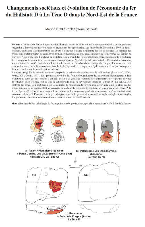 15-2020, tome 117, 4, p. 641-671- Berranger M.,  Bauvais S.  Changements socitaux et volution de l'conomie du fer du Hallstatt D  La Tne D dans le Nord-Est de la France