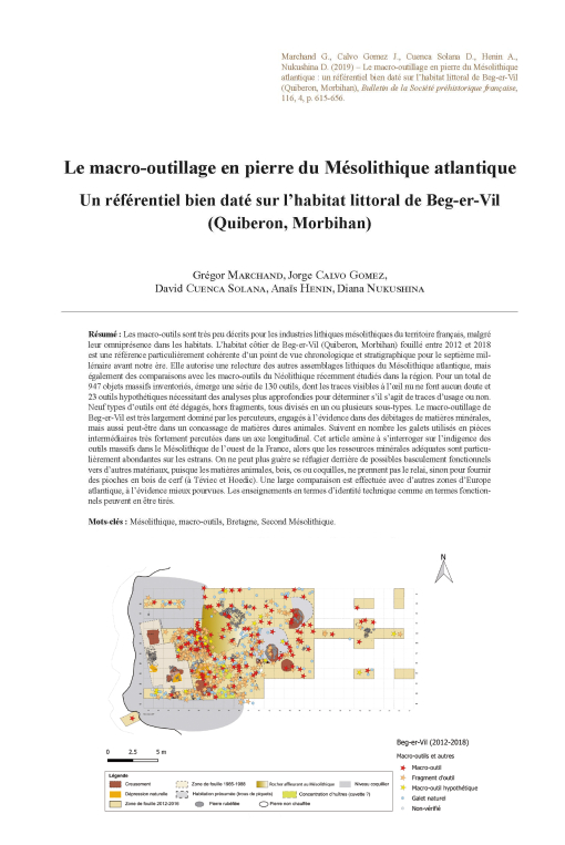 16-2019, tome 116, 4, p.615-656 - Gregor Marchand, Anas Henin, Jorge Calvo Gomez, David Cuenca Solana, Diana Nukushina  Le macro-outillage en pierre du Msolithique atlantique : un rfrentiel bien dat sur lhabitat littoral de Beg-er-Vil (Quiberon, M