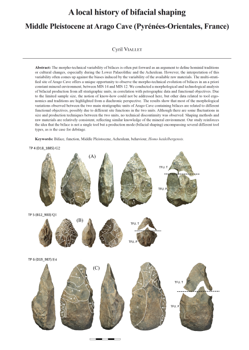 12-2023, tome 120, 4, p. 519-542 - Viallet C. (2023) – A local history of bifacial shaping: Middle<br />Pleistocene at Arago Cave (Pyrénées-Orientales, France)