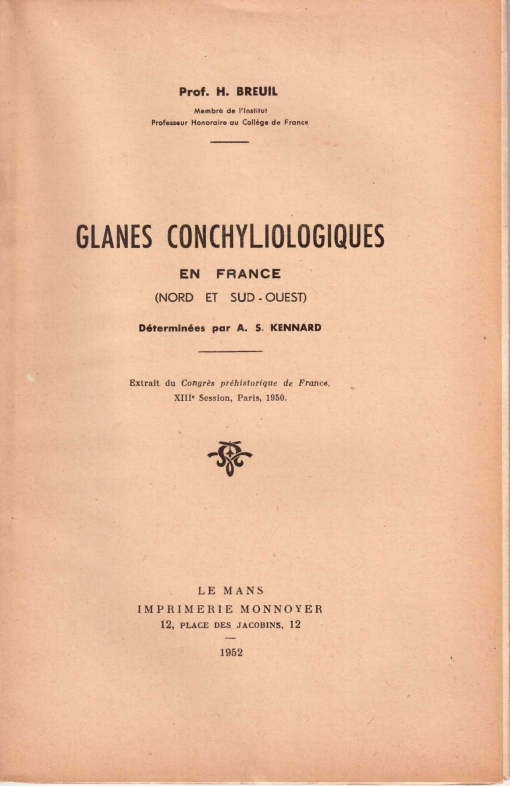 HC3 - Glanes conchyliologiques en France (extrait du 13e CPF-Paris, 1950)