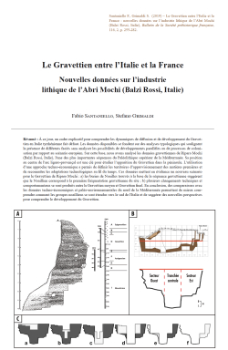 08-2019, tome 116, 2, p.255-282 - Fabio SANTANIELLO, Stefano GRIMALDI   Le Gravettien entre lItalie et la France : nouvelles donnes sur lindustrie lithique de lAbri Mochi (Balzi Rossi, Italie)