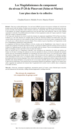 10-2023, tome 120, 3, p.385-418 - Karlin C., Julien M., Hardy M. (2023) – Les Magdaléniennes du campement du niveau IV20 de Pincevent (Seine-et-Marne) : leur place dans la vie collective
