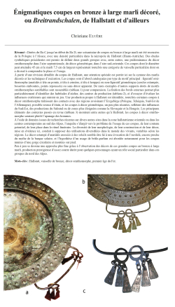 11-2023, tome 120, 3, p.419-454 - Eluère C. (2023) – Énigmatiques coupes en bronze à large marli décoré, ou Breitrandschalen, de Hallstatt et d'ailleurs