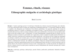06-2025, tome 122, 2, p. 191-202 - Lelong B. - Femmes, rituels, rseaux : ethnographie malgache et archologie gntique
