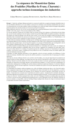 10-2025, tome 122, 3, p. 335-367 - Meignen L., Bourguignon L., Mann A., Maureille B. (2025)  La squence du Moustrien Quina des Pradelles (Marillac-le-Franc, Charente) : approche techno-conomique des industries