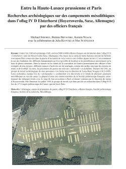 14-2025, tome 122, 3, p. 459-473 - Strobel M., Bruschke B., Noack K. (2025)  Entre la Haute-Lusace prussienne et Paris : recherches archologiques sur des campements msolithiques dans loflag IV D Elsterhorst (Hoyerswerda, Saxe, Allemagne) par des offic