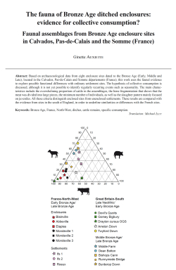 06-2023, tome 120, 2, p. 207-218 - Auxiette G. (2023) – The fauna of Bronze Age ditched enclosures: evidence for collective consumption? Faunal assemblages from Bronze Age enclosure sites in Calvados, Pas-de-Calais and the Somme (France)