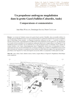 09-2020, tome 117, 3, p. 391-408 - J.-M. Ptillon, D. Sacchi, P. Cattelain  Un propulseur androgyne magdalnien dans la grotte Gazel (Sallles-Cabards, Aude) : comparaisons et commentaires