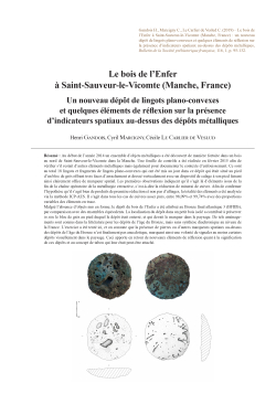 05-2019, tome 116, 1, p. 95-132 - Henri Gandois, Cyril Marcigny, Ccile Le Carlier de Veslud  Le bois de lEnfer  Saint-Sauveur- le-Vicomte (Manche, France) : un nouveau dpt de lingots plano-convexes et quelques lments de rflexion sur la prsence d